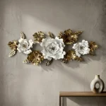 Golden Vine Rose Metal Wall Decor - Image 4