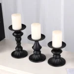 Vintage Black Candle Holder Set - Image 3