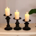 Vintage Black Candle Holder Set - Image 6