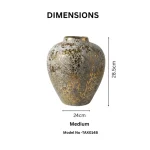 Golden Oasis Textured Ceramic Decorative Vase - Image 2