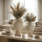 Athena Pedestal Textured Ceramic Decorative Vase - Image 5