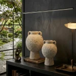 Athena Pedestal Textured Ceramic Decorative Vase - Image 6