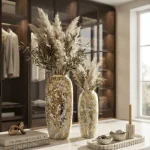 Golden Mosaic Textured Ceramic Decorative Vase - Image 5