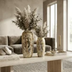 Golden Mosaic Textured Ceramic Decorative Vase - Image 6