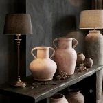 Rustic Blush Textured Ceramic Decorative Vase - Image 5