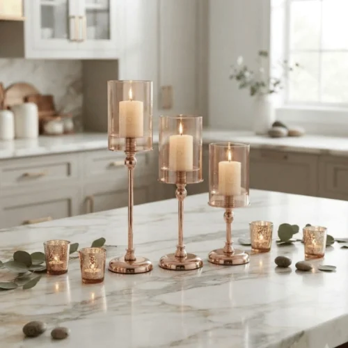 Auric Luxury Glass Candle Holder Set