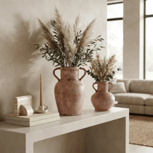 Blush Textured Ceramic Decorative Vase