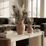 Rustic Blush Textured Ceramic Decorative Vase - Image 7