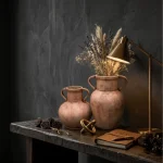 Rustic Blush Textured Ceramic Decorative Vase - Image 4