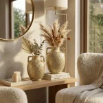 Luxe Heritage Textured Ceramic Decorative Vase - Image 6