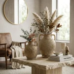 Luxe Heritage Textured Ceramic Decorative Vase - Image 4