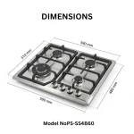 SLSI Approved Built In Gas Hob PS-SS4B60 - Image 2