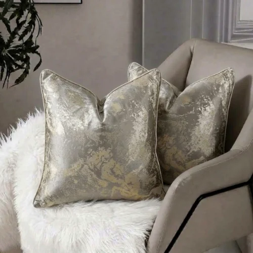 Champagne Botanical Jacquard Cushion Cover
