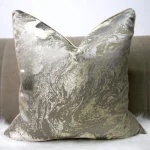 Warm Silver Abstract Jacquard Cushion Cover - Image 3