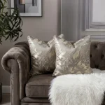 Warm Silver Abstract Jacquard Cushion Cover - Image 4