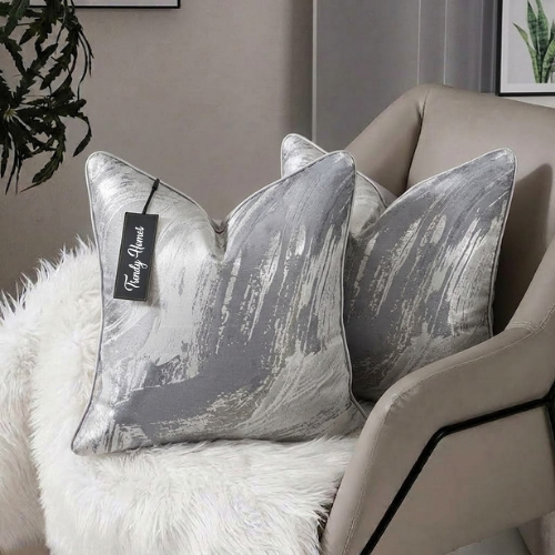 Cool Grey Marble Jacquard Cushion Cover