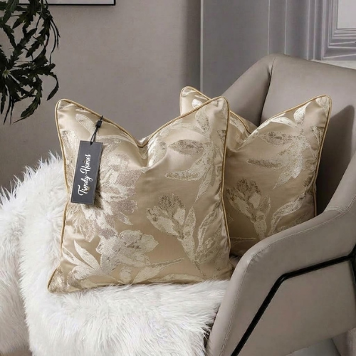 Leaf Motif Jacquard Cushion Cover