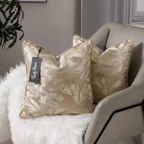 16-16 Leaf Motif Jacquard Cushion Cover