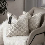 Ivory Diamond Trellis Cushion Cover