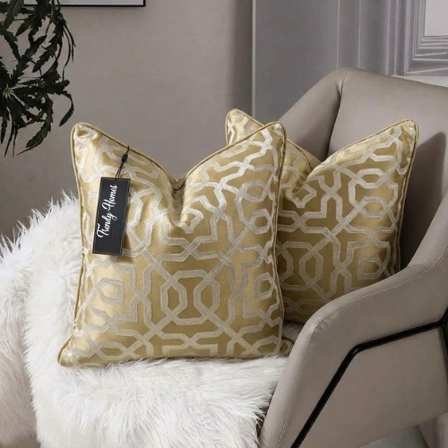 20-20 Gold Botanical Jacquard Cushion Cover