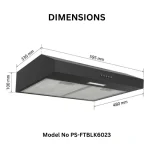 Black Matte Kitchen Hood 60cm PS-FTBLK6023 - Image 2