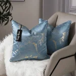 Blue Abstract Gold Jacquard Cushion Cover