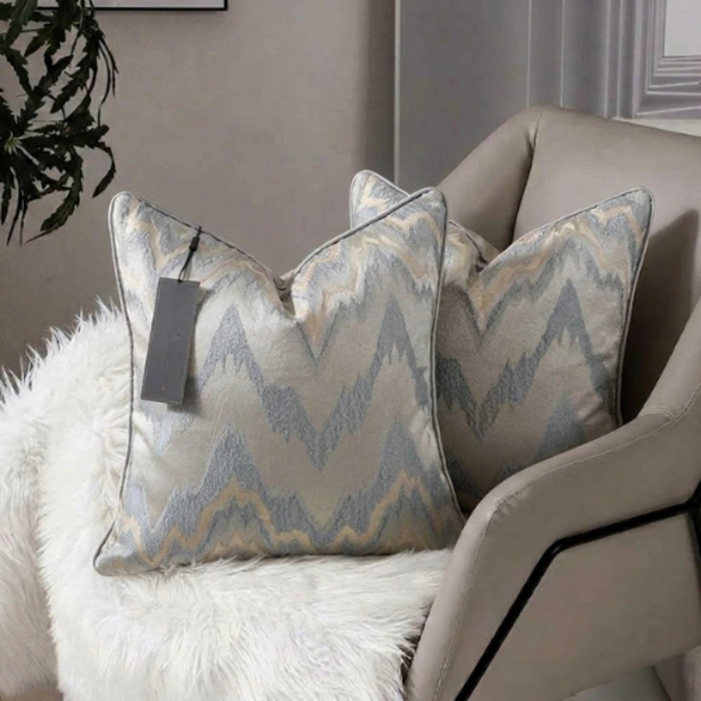 25-28 Grey Zigzag Jacquard Cushion Cover