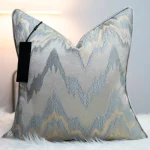 Blue Grey Zigzag Jacquard Cushion Cover - Image 3