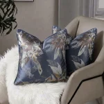 Blue Smoke Abstract Jacquard Cushion Cover