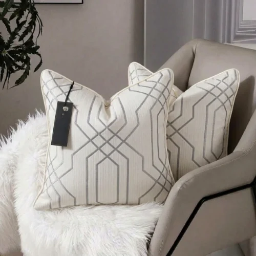 Geometric Line Jacquard Cushion Cover