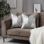Cool Grey Marble Jacquard Cushion Cover - Image 4