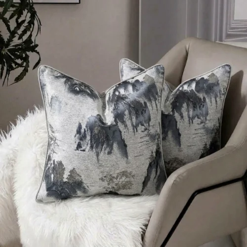Ink Brush Jacquard Cushion Cover