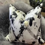 Ivory Black Splatter Jacquard Cushion Cover - Image 3