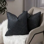 Jet Black Textured Jacquard Cushion Cover