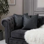 Jet Black Textured Jacquard Cushion Cover - Image 4