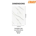 STC Luxurious Marble Finish Bamboo Charcoal Wall Sheet – Ivory White Marble BC-23 - Image 2